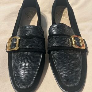 Womens Vince Camuto flats with one half inch heel.  Black.